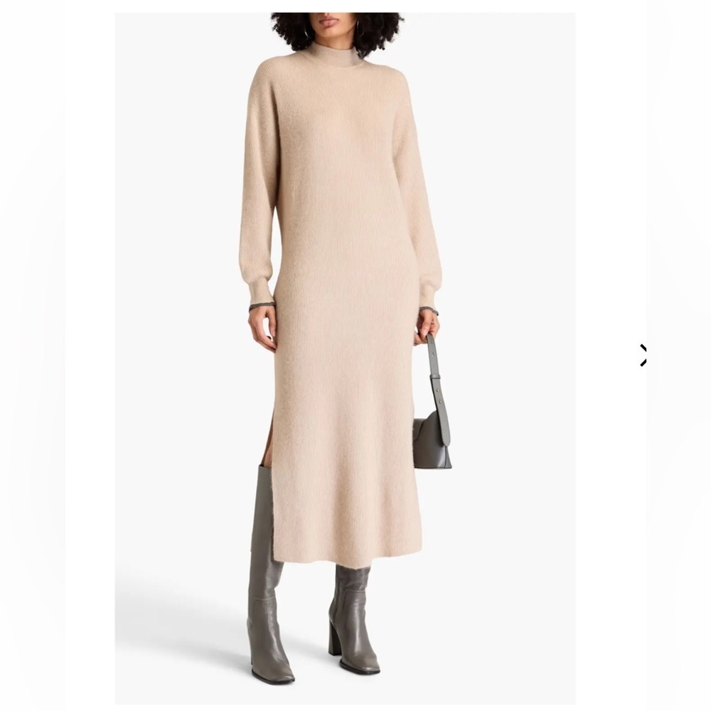 Brunello Cucinelli Taupe Knit Long Sleeve Garment Dress - Brand New with Tags - Picture 3 of 15